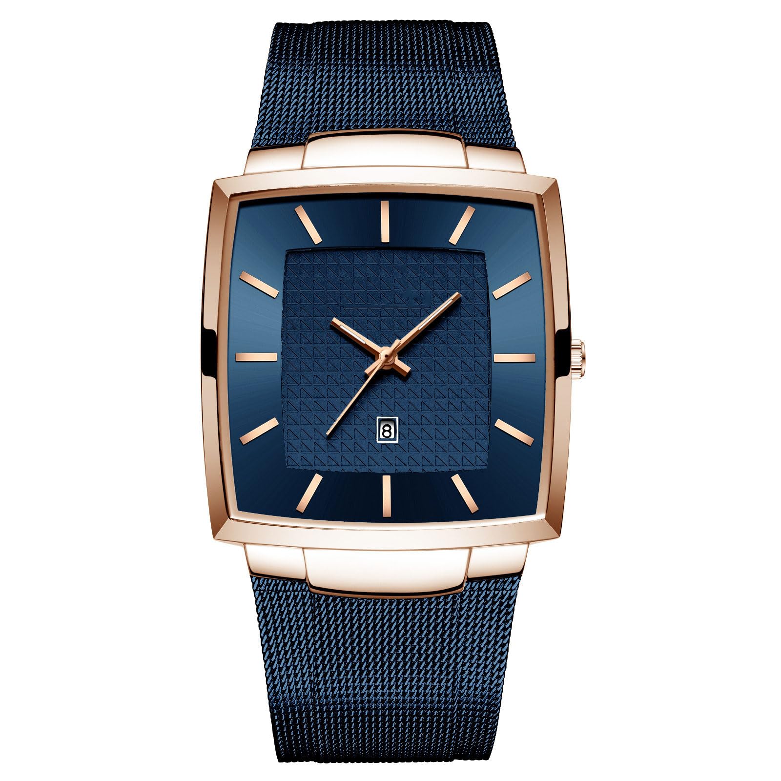 Reloj de Pulsera Reloj para Hombres Vigilantes de Cuarzo Impermeable con Fecha y Correa de Malla de Acero Inoxidable Estilo de Negocio Casual de 48 mm dial Reloj