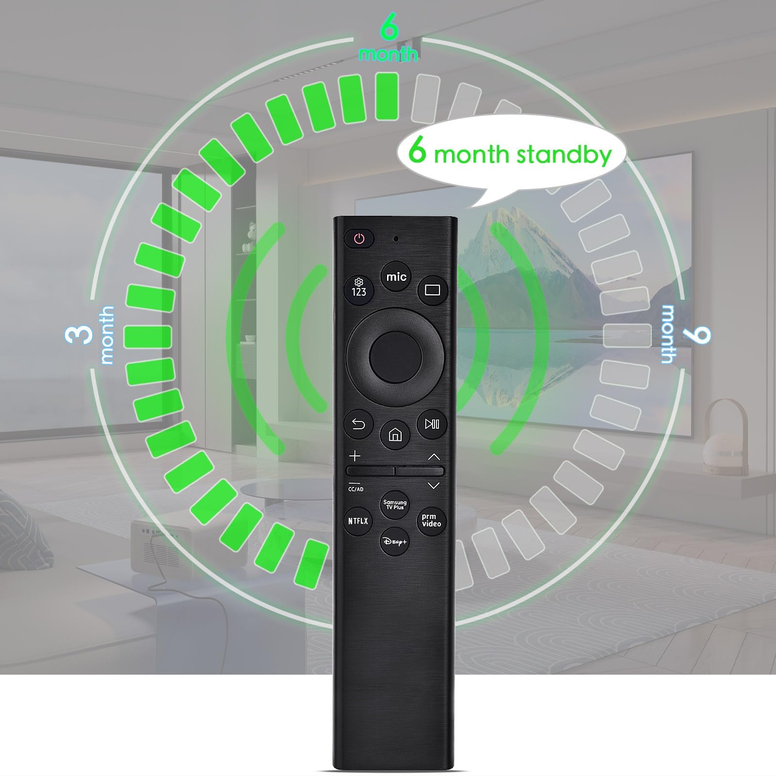 Mando a distancia por voz de repuesto para Samsung Smart TV: compatible con BN59-01385A 2023 (versión solar), para la mayoría de los Smart TV Smasung Curved Crystal UHD QLED The Frame QLED 4K 8K