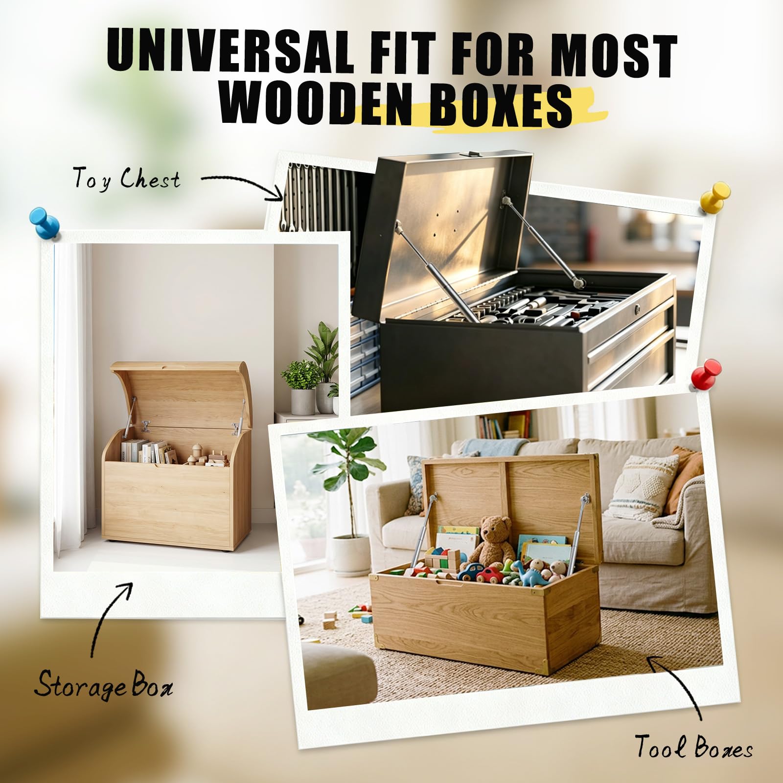 Soft Close Hinges for Toy Boxes - 2 Pack -4 Soft Close Hinges for Toy Boxes - 2 Pack -4