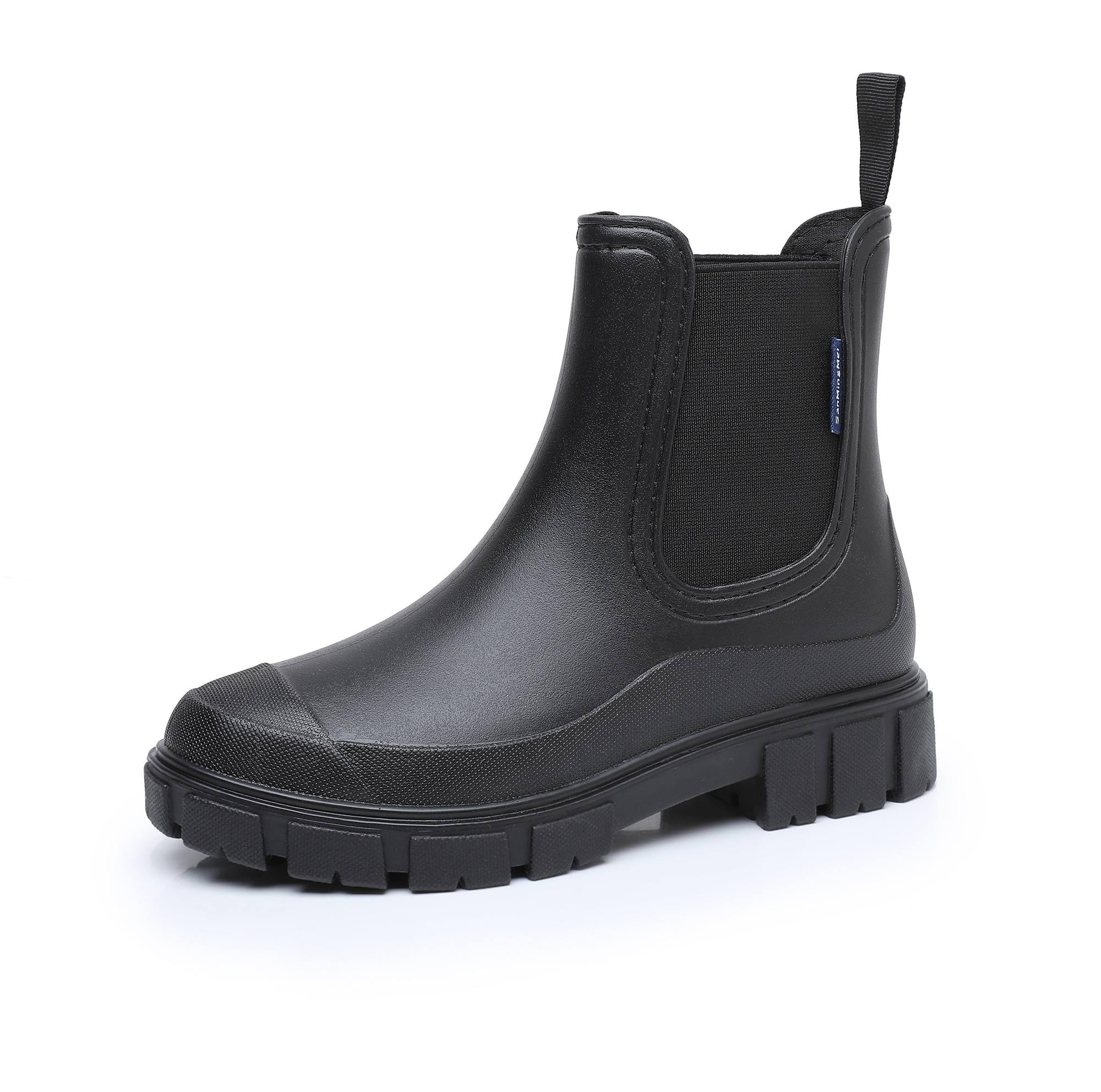 Drecage Womens Rain Boots Waterproof Rubber Garden Shoes Short Ankle Chelsea Boots Slip-Resistant