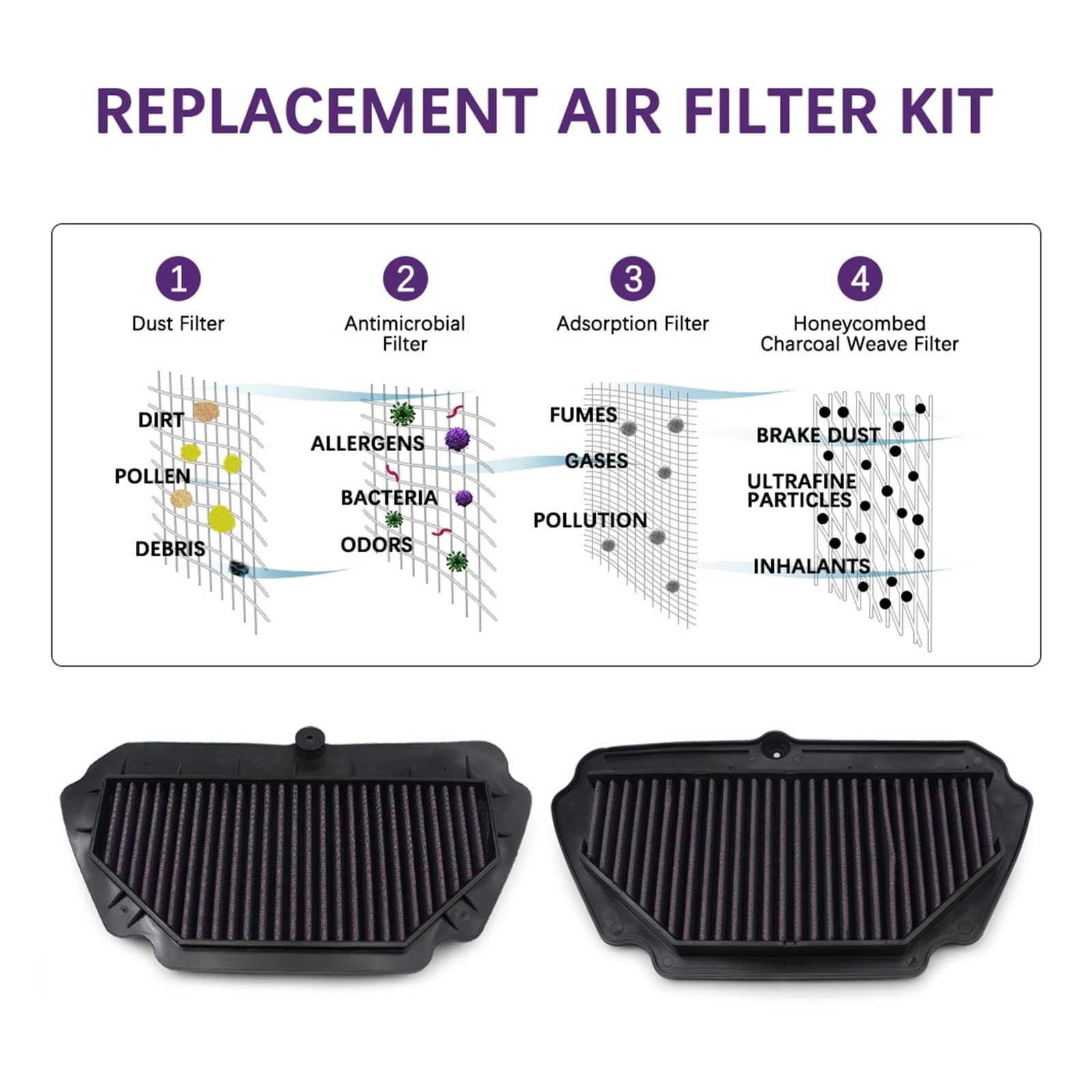 Filtro Aire Motocicleta Limpiador para Admisión De Filtro De Aire para Motocicleta para KA&WASAKI para Ni&nja ZX600 ZX636 ZX6R ZX-6R ZX6-R ABS ZX636E ZX600R