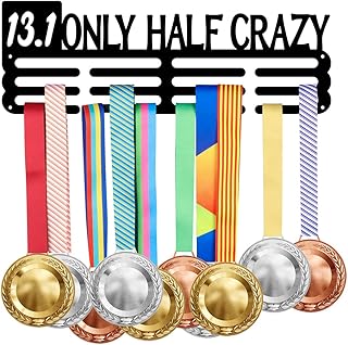 SUPERDANT Running Medal Hanger Holder Display 13.1 Only Half Crazy Half Marathon Medals Display Rack for 60+ Medals Wall Mount Award Display Holder Hook Hanger Decor Iron Hooks Runner's Race Gifts