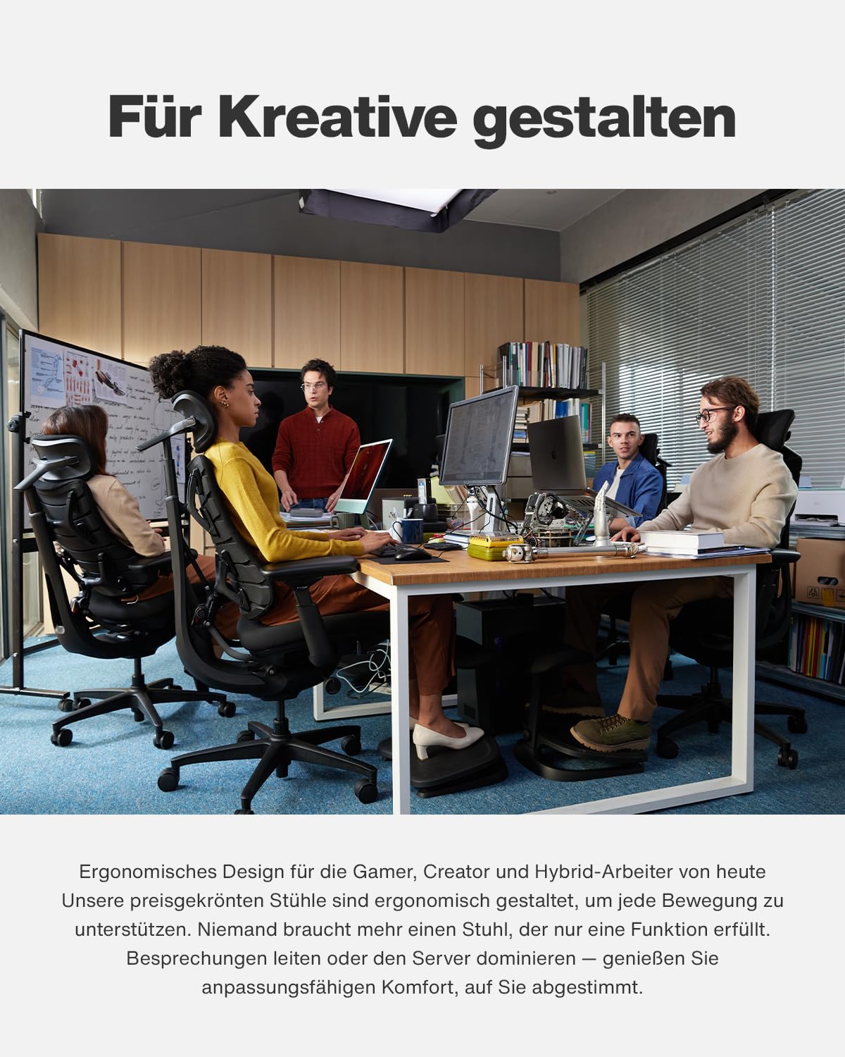 LiberNovo SE Ergonomischer Bürostuhl, Schreibtischstuhl mit manueller Lendenwirbelstütze, 5 Neigungspositionen, Computerstuhl für langes Sitzen, für Homeoffice, Büro und Gaming, Obsidian 48cm