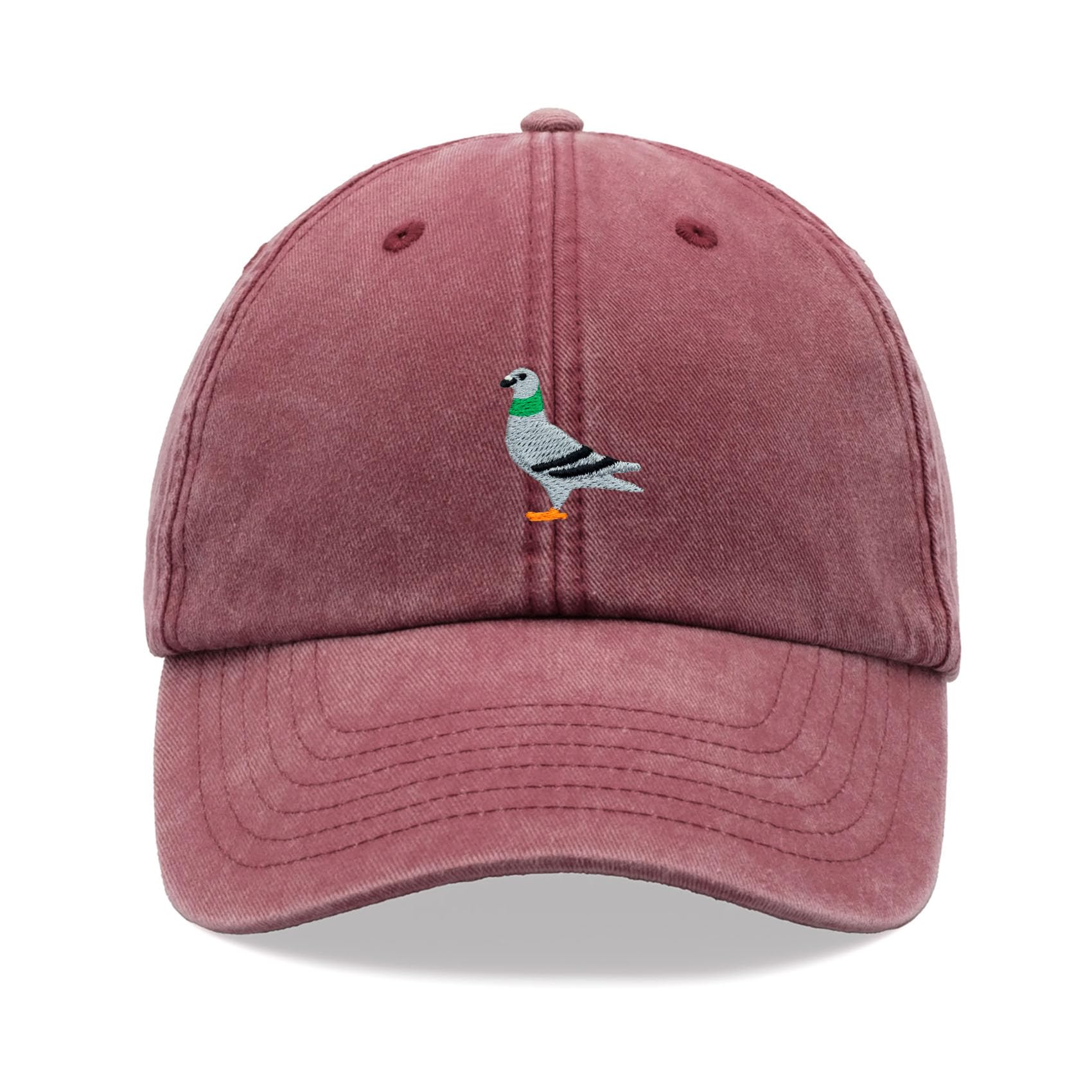 Pigeon Baseball Cap Vintage Washed Unisex Dad Hat Adjustable Red