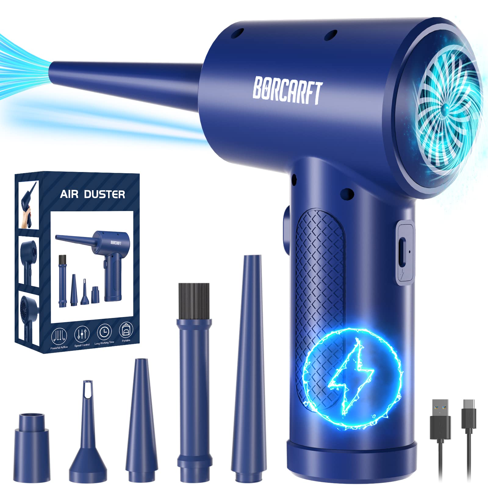 Buy Compressed Air Duster Borcarft 51000RPM 3 Speed Electric Air Duster Portable Air Blower