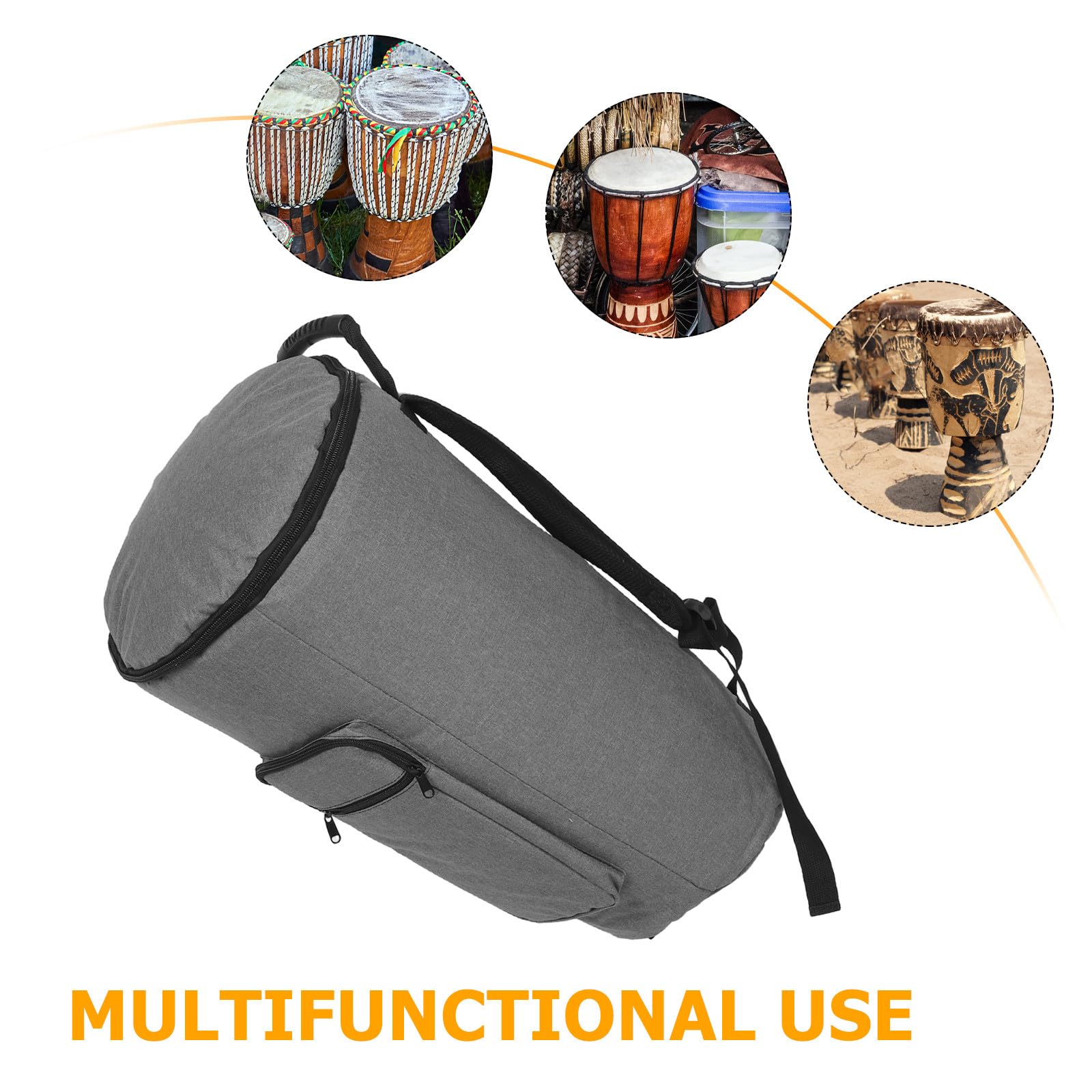 TOYANDONA Borsa per djembe: zaino impermeabile da 12 pollici per tamburo africano con tessuto di cotone e lino - grande custodia per tamburo djembe per spettacoli musicali all'aperto