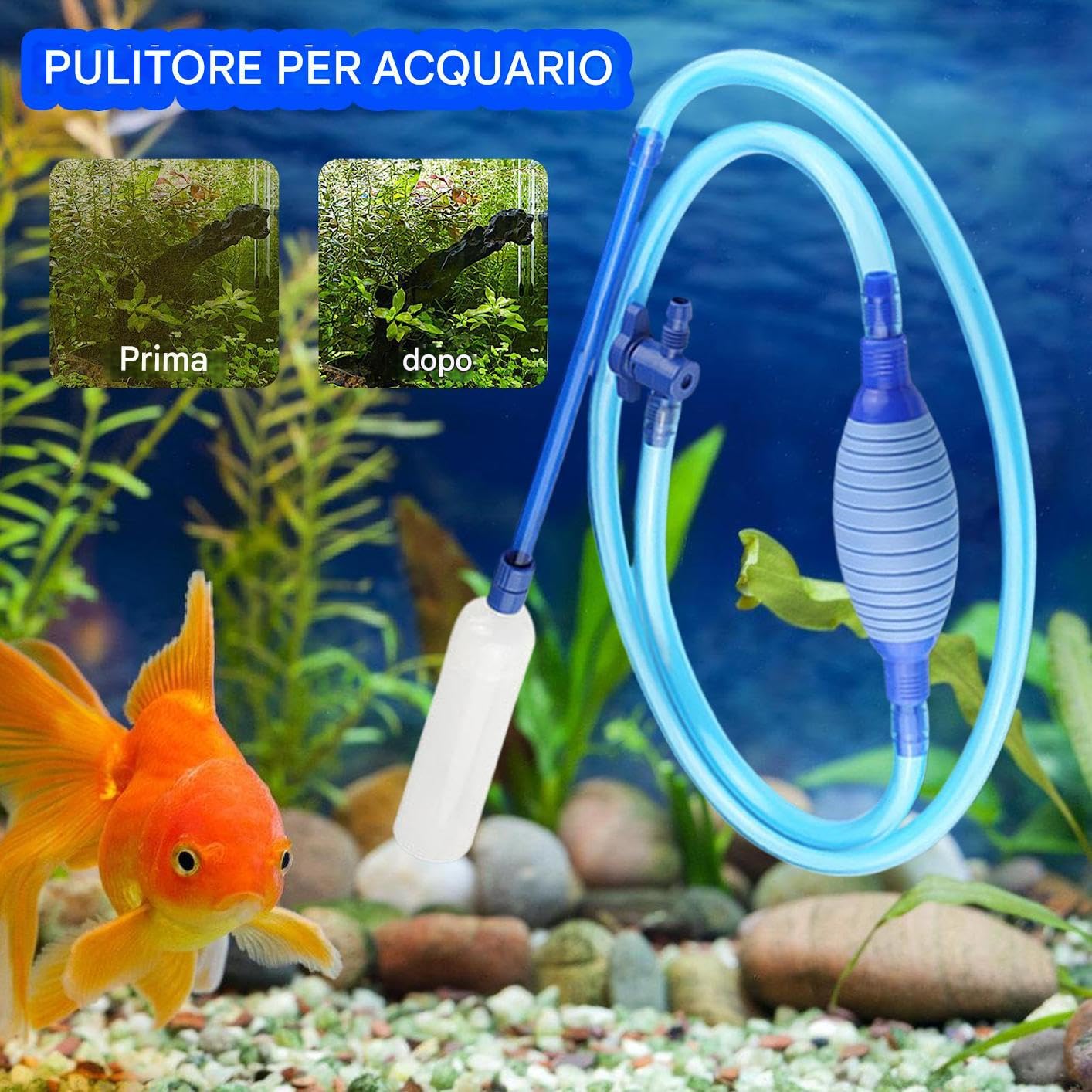 Generico Aspirateur pour aquarium pour la maison – Siphon avec pompe pour aquarium, outil portable pour le changement | Nettoyant pour aquariums pour étangs, fontaines, salés, desserts