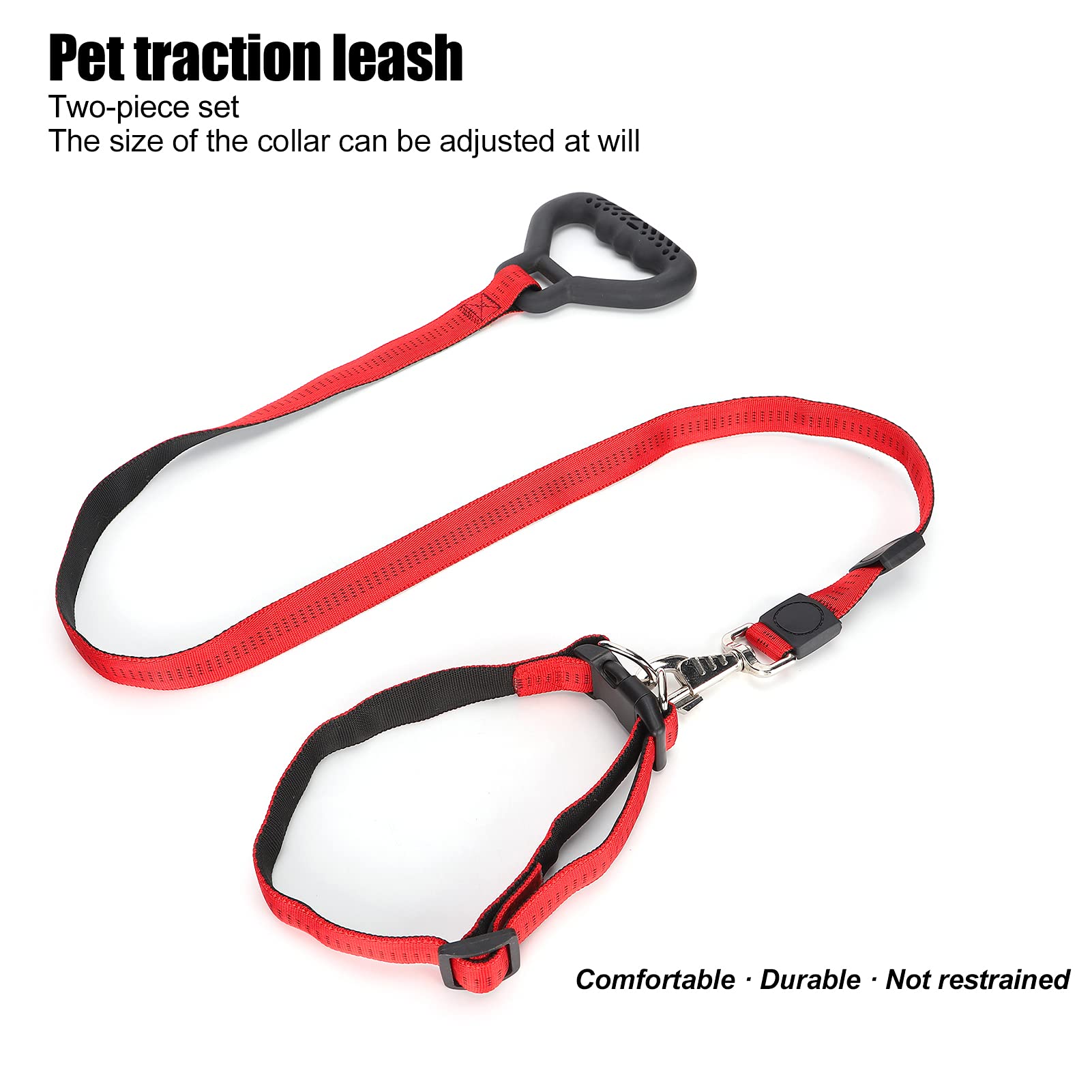 Collar con Correa para Perros de Alta Resistencia, Mango cómodo para Todos los tamaños de Razas (Roja)