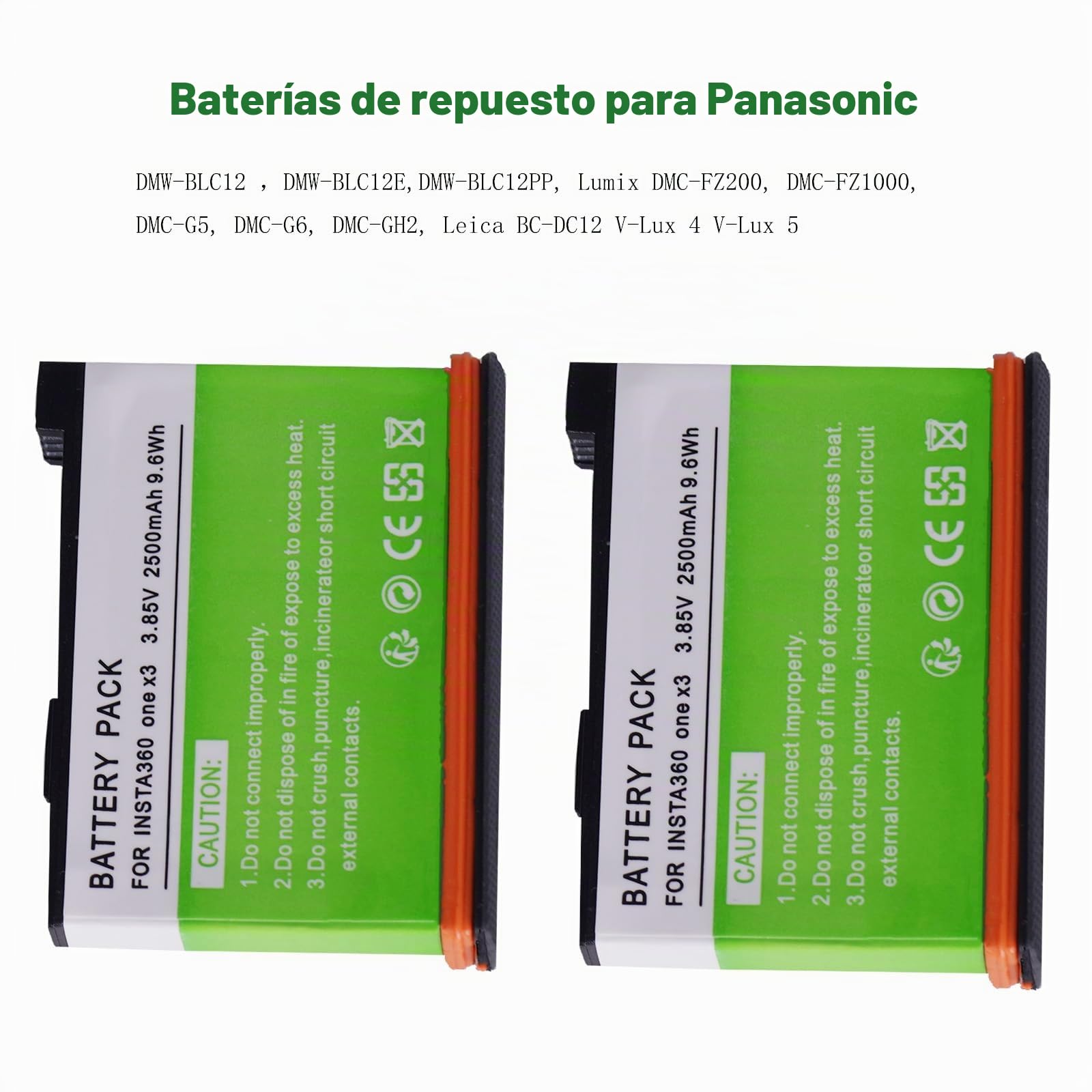 2 Piezas 2500mAh Impermeable Insta X3 Batería de Repuesto de actualización de la batería y el Cargador para Insta One X3, Compatible con Insta 360 X3 Cámara