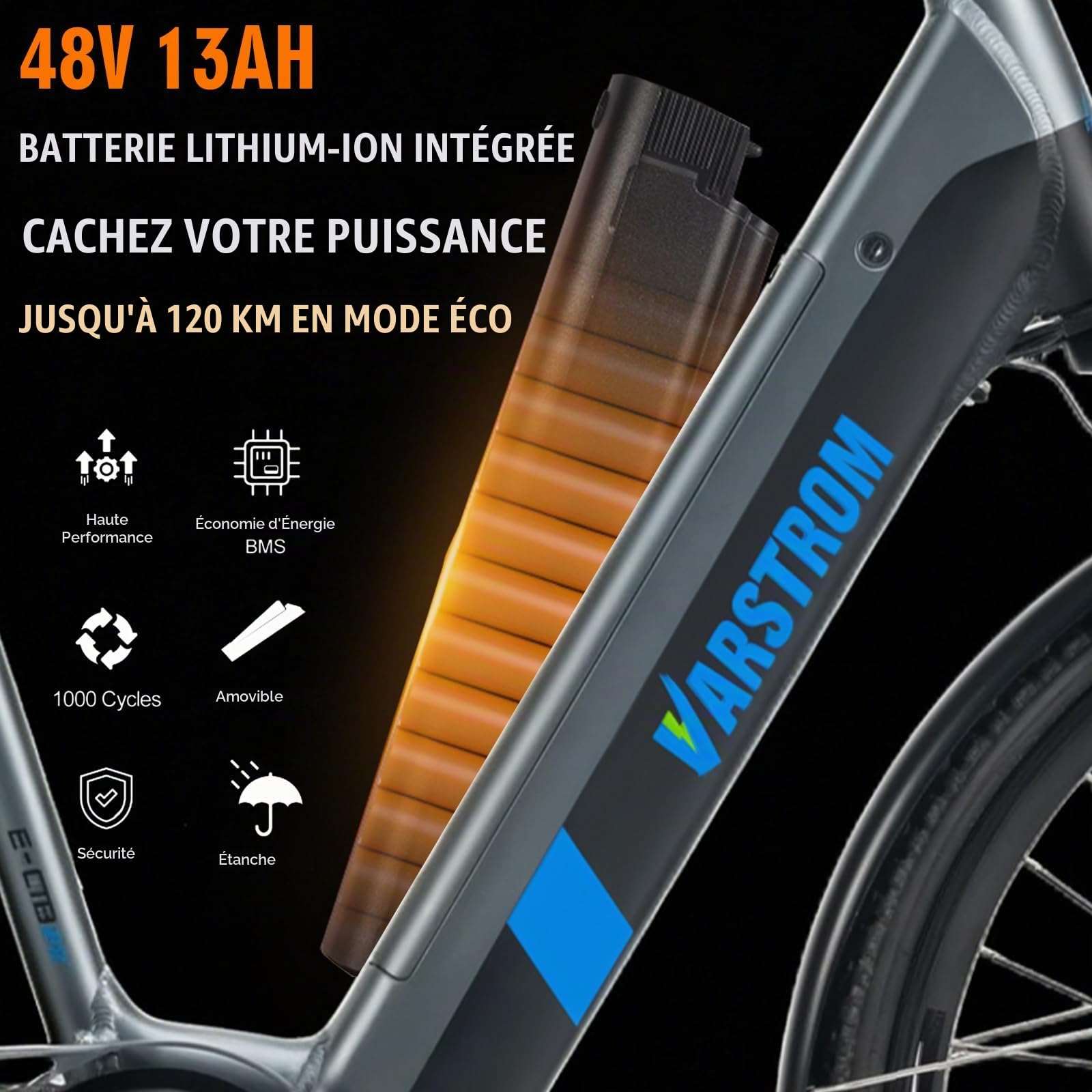 Vélo électrique pour Adultes 250W Vélo de Ville électrique Moteur arrière Femmes Hommes Vélo de Randonnée 100 km d'autonomie grâce à Une Batterie Li-ION 43,2 V 561,6 Wh 7 Vitesses