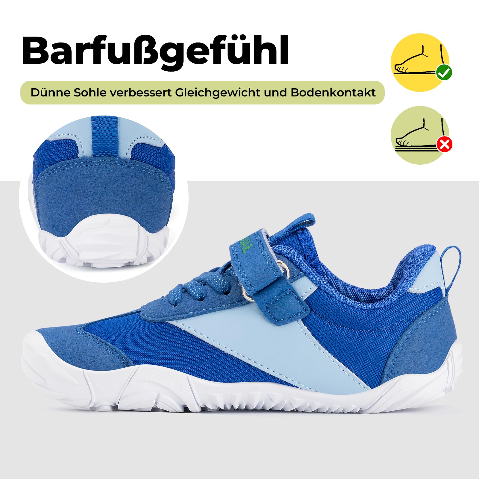 SAGUARO Barfußschuhe Kinder Weich Atmungsaktiv Barfuß Sneaker mit Breite Zehenbox, Gr. 25-36