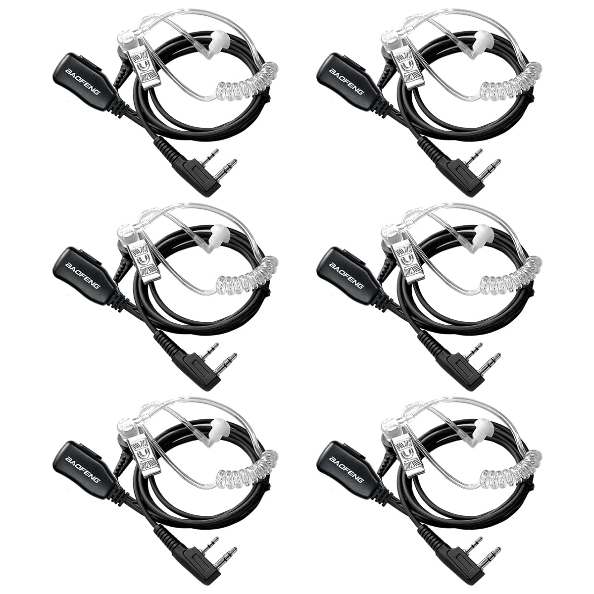 BAOFENG Walkie Talkies Earpiece with Mic Radio Earpiece for Walkie-Talkie 2 Pin Headset K5 Plus 5RM BF-888S UV-5R BF-F8HP PRO AR-152 UV-17R UV-21R DM-32 UV-32 Two Way Radio (6Pack)