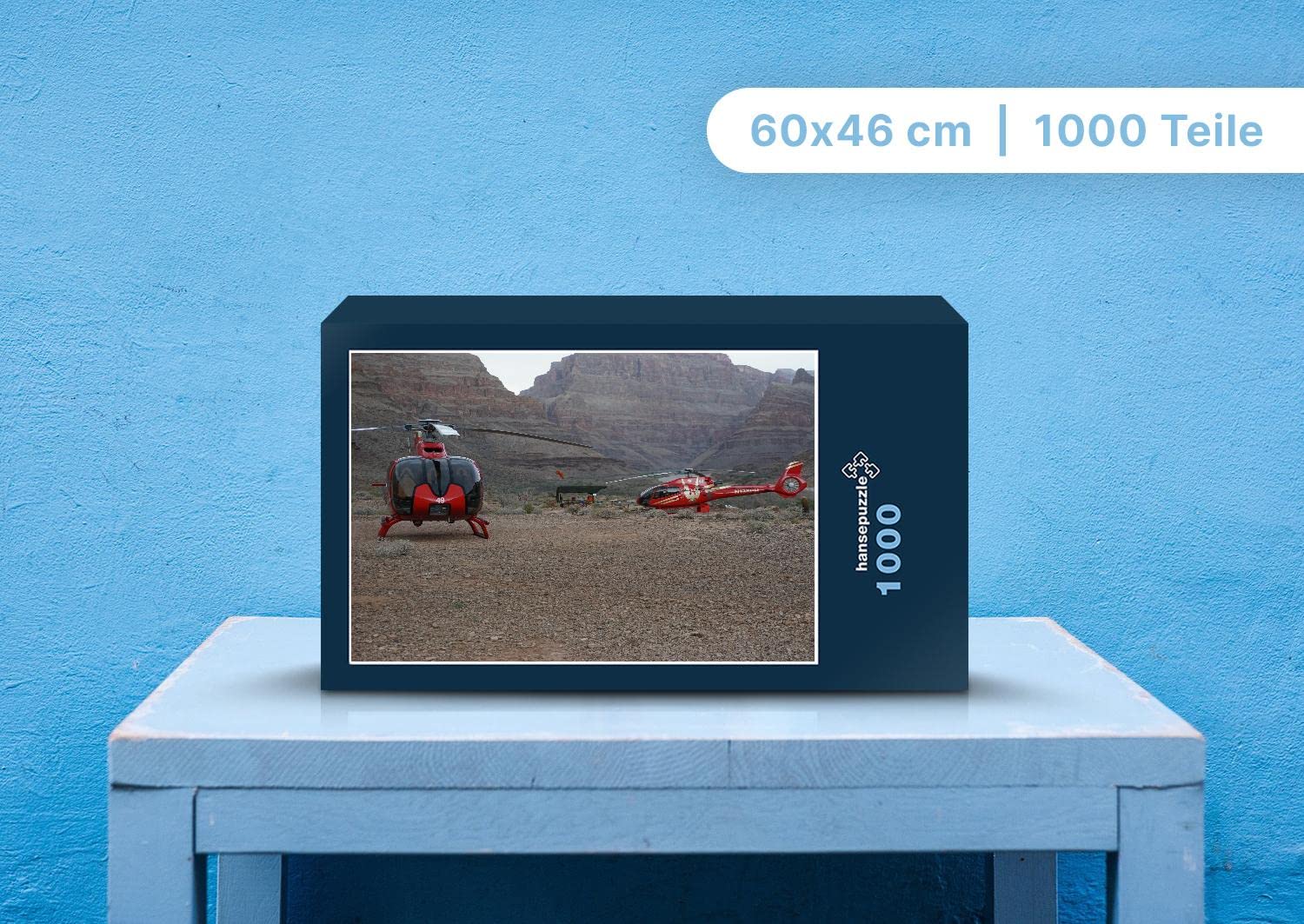 Hansepuzzle Helikopter-Puzzle – 1000 Teile Mit Aufbewahrungsbox Und Beutel, 60 X 46 Cm