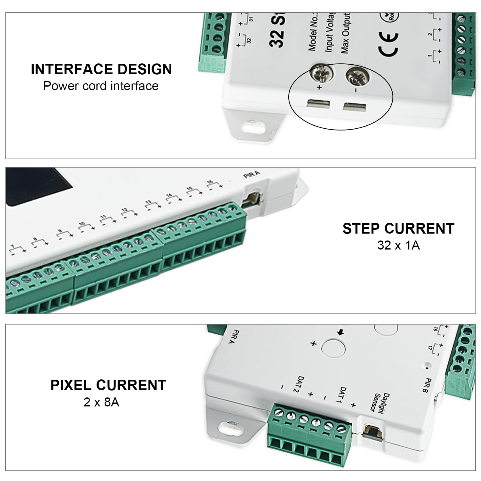 32CH PIR Sensor Controlador de luz de escalera Cuerpo - Interruptor inductivo infrarrojo, interruptor de panel, controlador infrarrojo de 32 pasos, controlador de iluminación de escalera LED