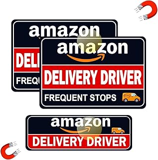 Delivery Driver Car Magnet Signs – Reflective Caution Frequent Stops Magnetic Decals, Durable Weather-Resistant Vehicle Magnets, Easy On & Off(2 Pack 12"x8", 1 Pack 12"x4")