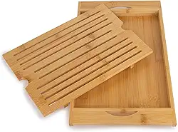 Tabua de Pão em Bambu Corte Migalheira Aparador Bandeja Suporte Panela