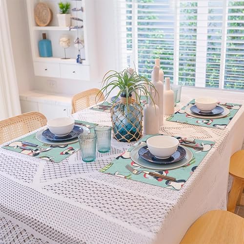 Miniatura 8 de Penguin Pattern Decor Placemats Set of 4 Table Mats Washable Placemat Waterproof Place Mats for Party Home Dining Table Decor 18x12 in