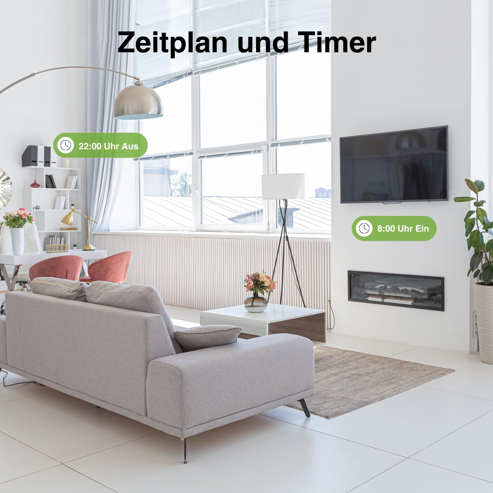 GHome Smart WLAN Steckdose, Kleinste Smart Home Steckdose mit Strommessung, App- und Sprachsteuerung, Funktioniert mit Alexa/Google Home, Zeitplan,TÜV-Zertifiziert, 10A, 4er Pack, Nur 2,4GHz WiFi