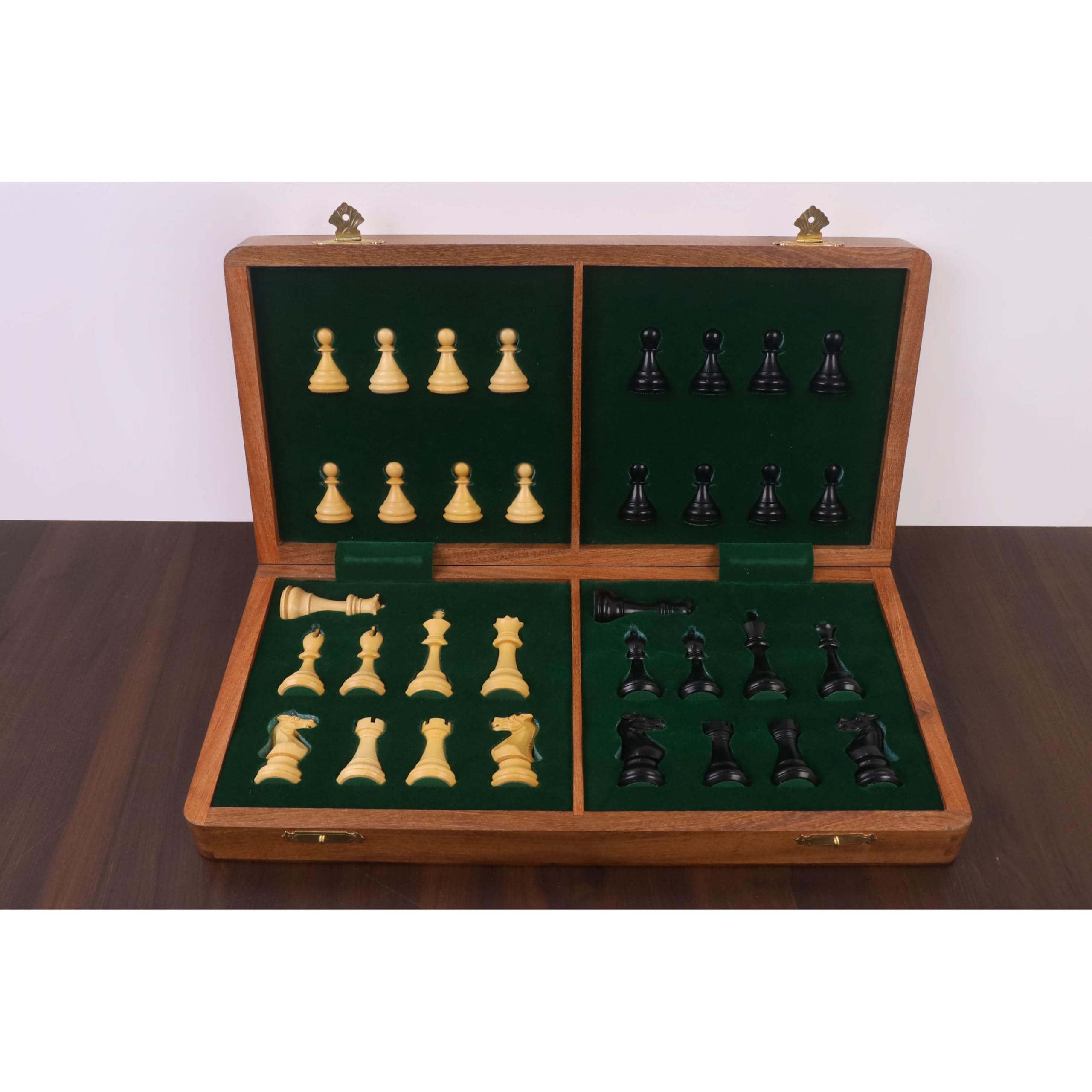 Royal Chess Mall- Set di scacchi da viaggio magnetico della serie Premier da 16 pollici- Scacchiera in legno di ebano e acero con pezzi in bosso ebanizzato