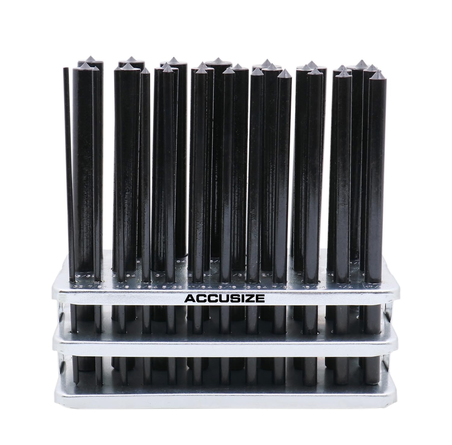 Accusize Industrial Tools 28 Pcs Transfer Punch Set, 3/32'' to 1/2'' by 64ths in Metal Index, 0250-0028