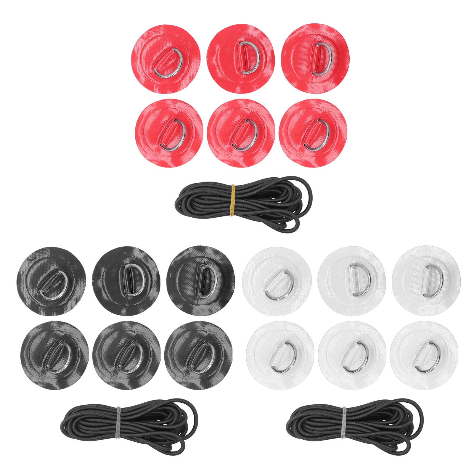 Set Di 6 Toppe Ad Anello D In PVC Con Corda Elastica 2,5m E Ganci - Acciaio Inox 304, Per Riparazione Barche Gonfiabili, Kayak, Canoe, SUP, Colore Ciano