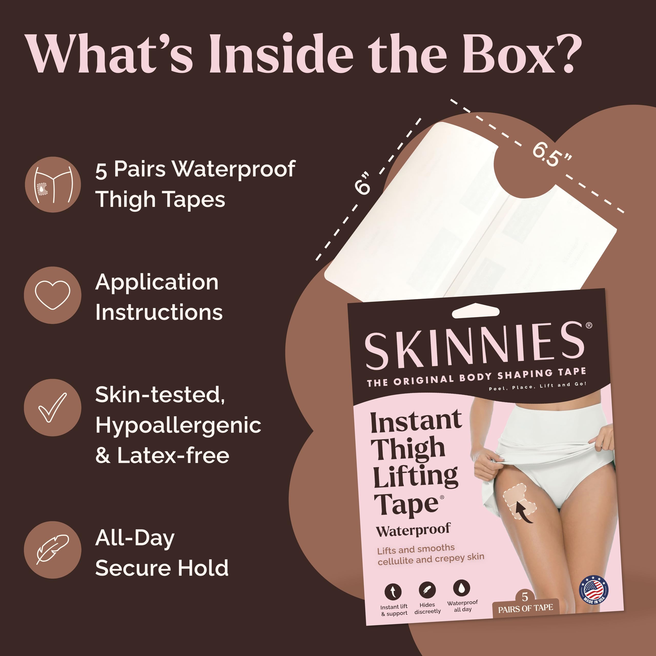 Tape Swimmers - Patentado y fabricado en Estados Unidos - Levanta la piel suelta del muslo