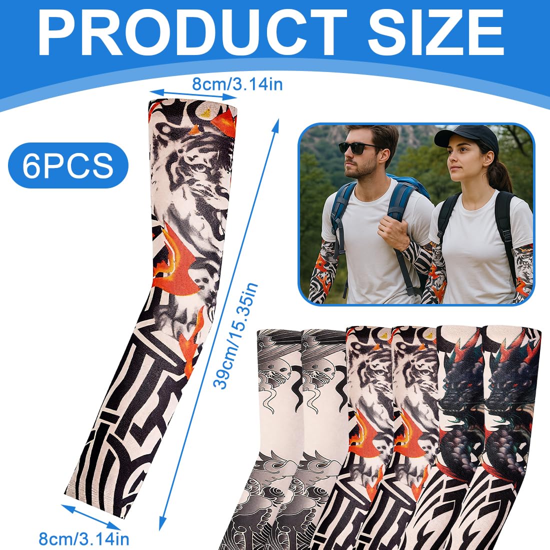 6 Piece Gaming Arm Protectors, Black Myth : Goku, UV Protection, Sun Protection Arm Protectors
