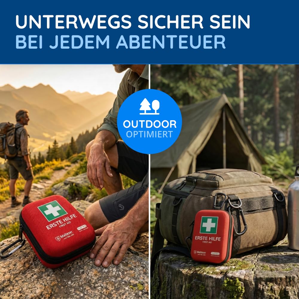 Kit di pronto soccorso Viaggiatore ideale per l'outdoor, i viaggi, il motociclismo e lo sport secondo la norma DIN 13167