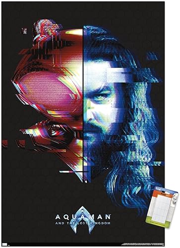 Trends International DC Comics Movie Aquaman y el Reino Perdido - Póster de pared Faceoff, 22.37 x 34.00 pulgadas, póster premium y paquete de