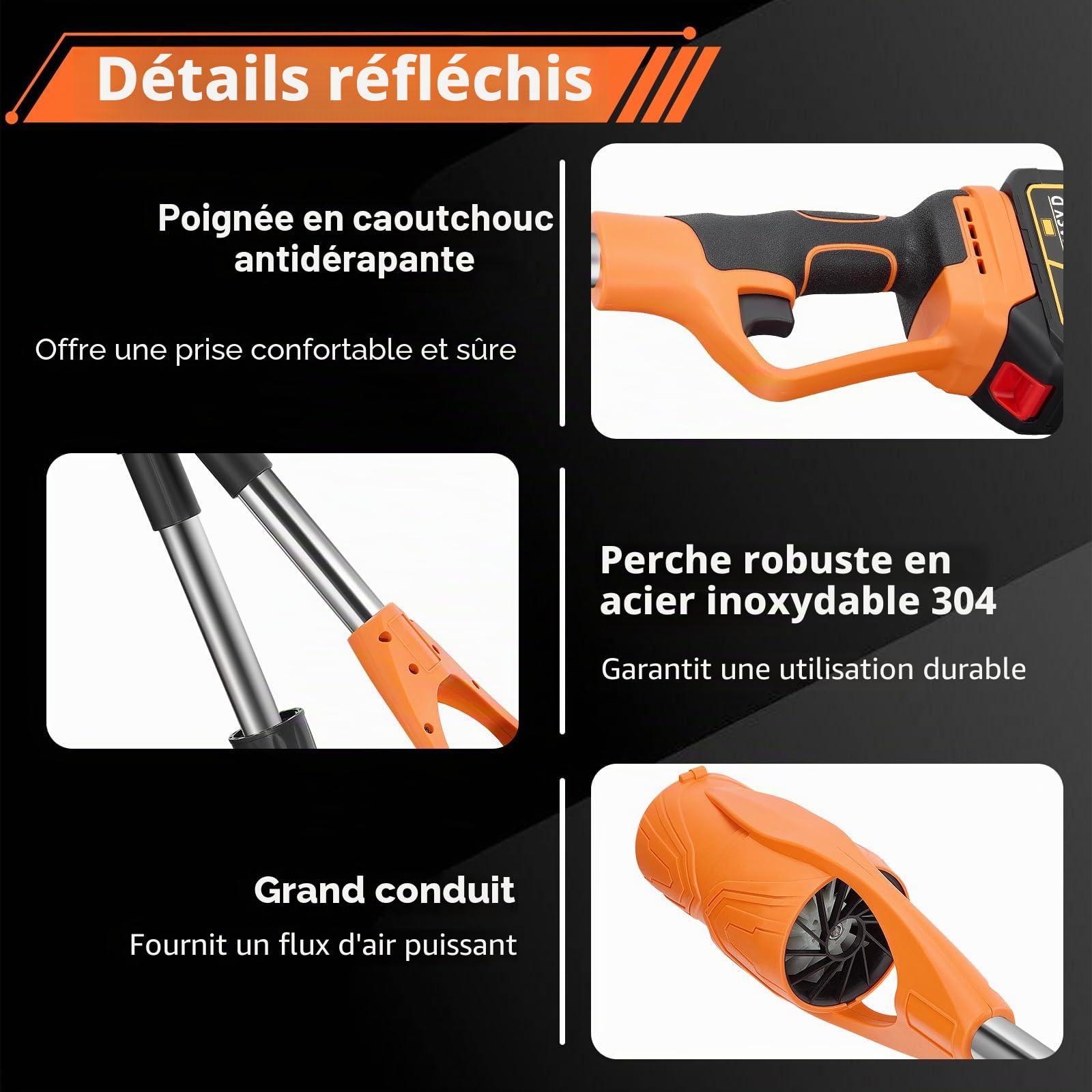 Souffleur de Feuilles sans Fil 21V,Souffleur à Batterie 3,0 Ah,Vitesse de soufflage jusqu'à 240 km/h,Régime 29.000 TRS/Min, pour Jardins Allées Terrasses,Feuilles Mortes, la Saleté, la Neige