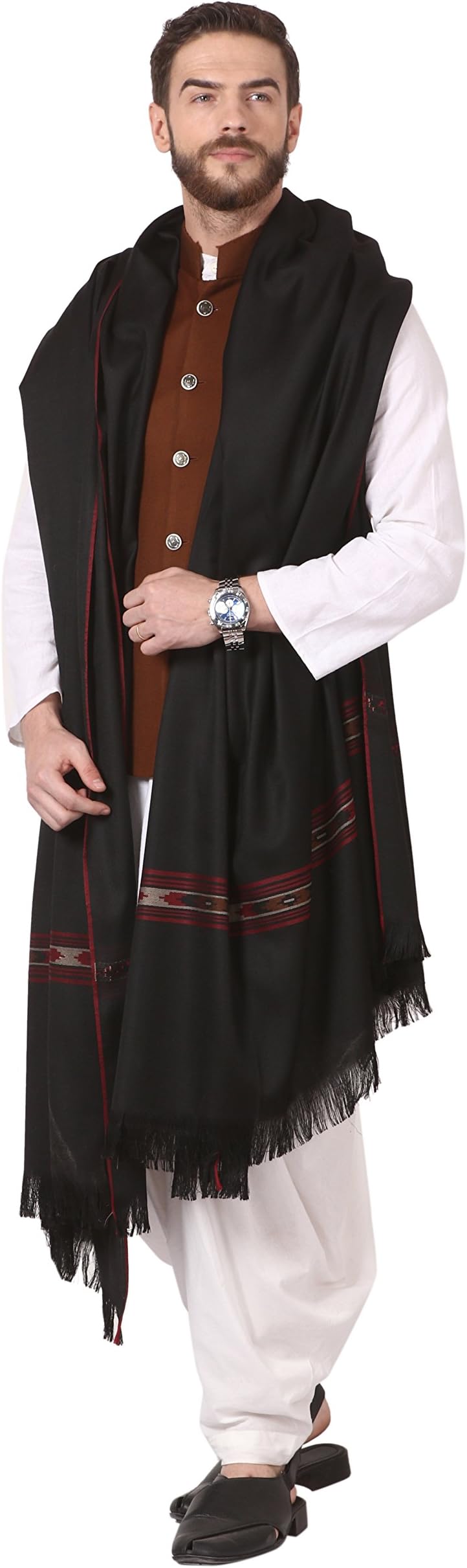 Mens Fine Wool Kullu Lohi, Woven Design Mens Shawls, Inspired by Himachal Handicrafts