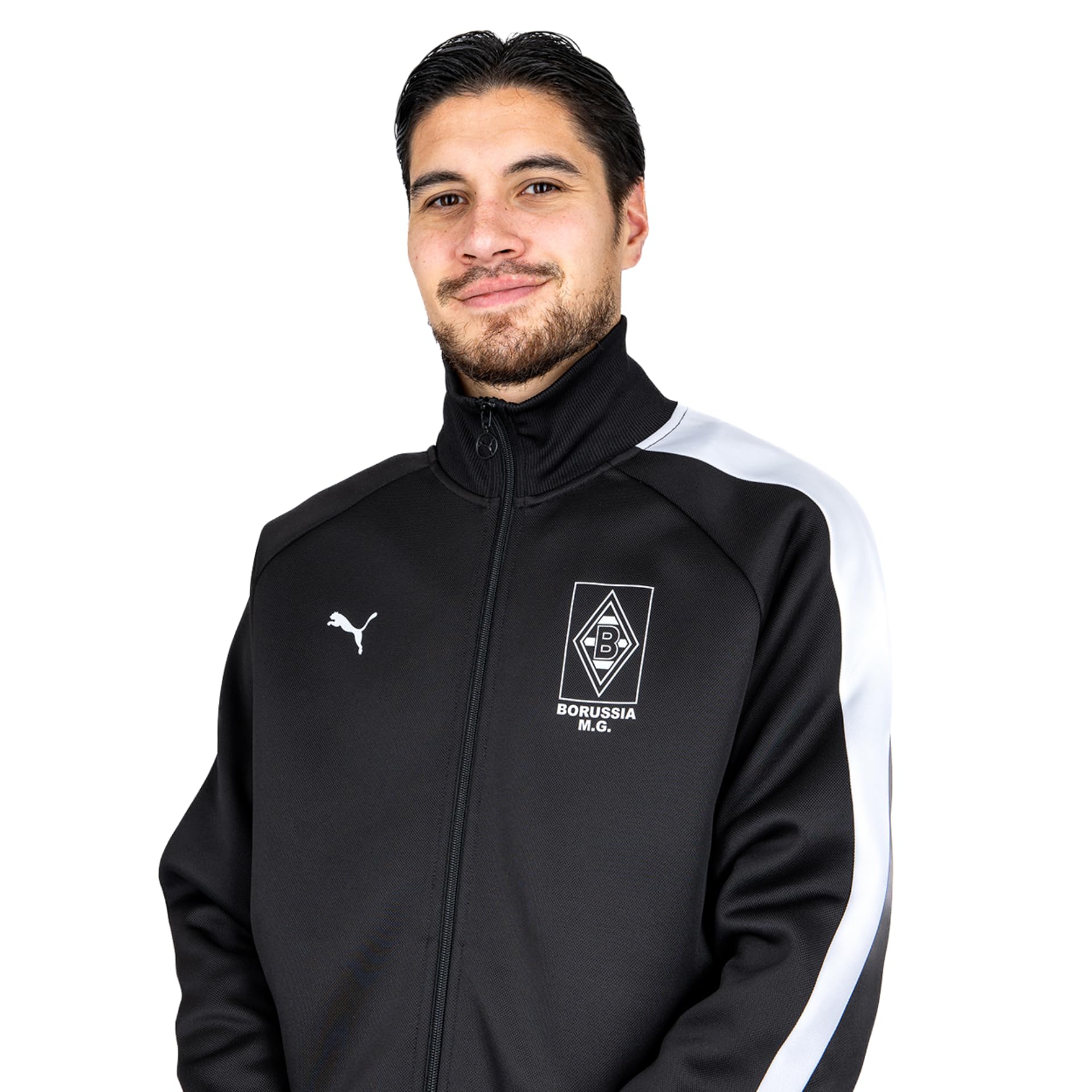 PUMA T7 Trainingsjacke Schwarz x | Borussia Mönchengladbach | Sportjacke mit Vereinslogo