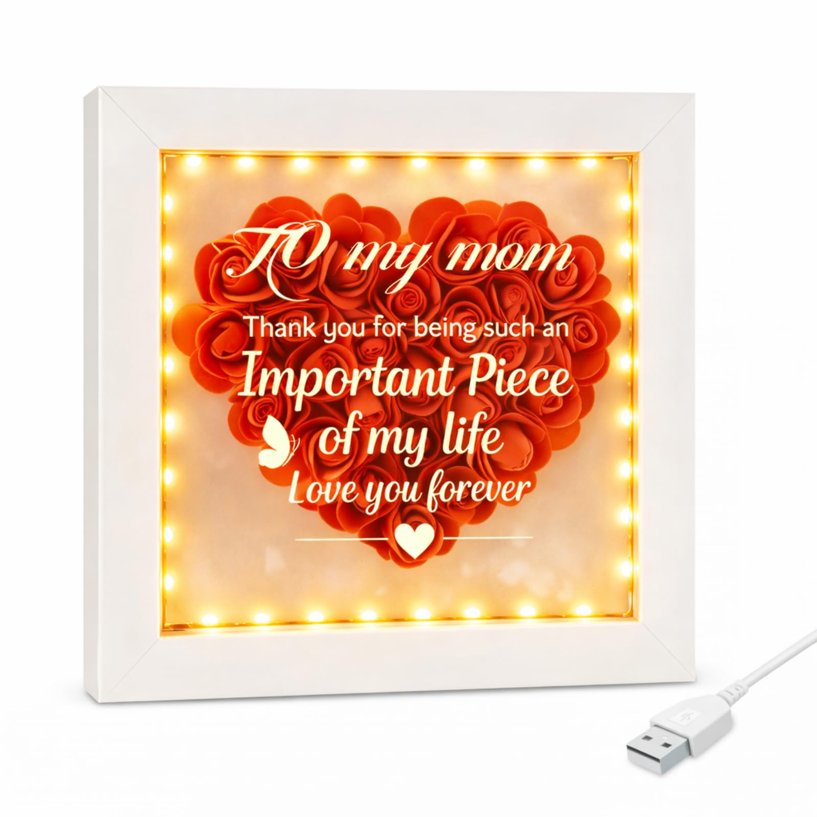 Regalo de rosa para mamá marco luminoso personalizado para aniversarios y cumpleaños