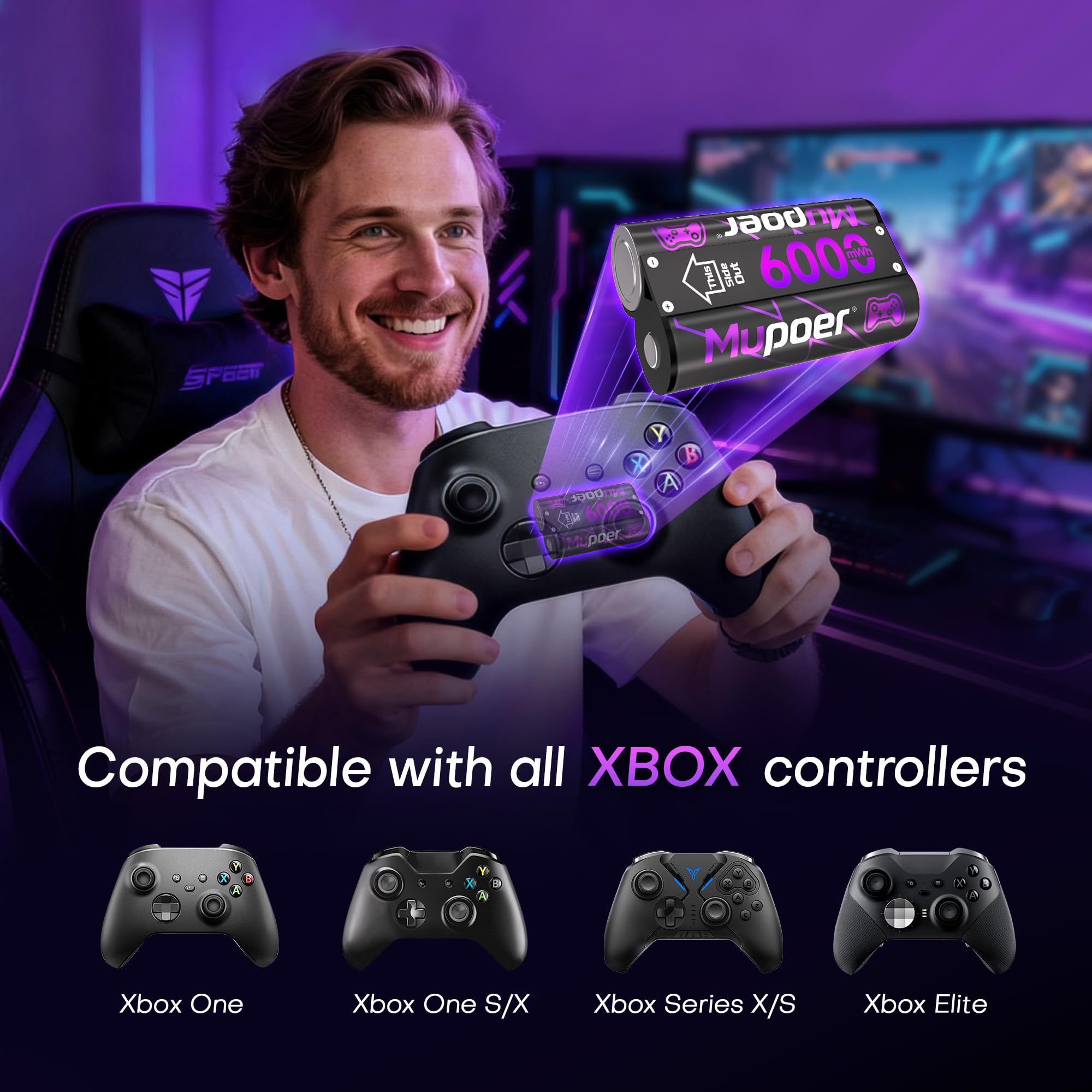 Mupoer Baterías AA recargables de litio de 8 x 3000 mWh, paquete de batería para controlador Xbox 4 x 6000 mWh, batería recargable doble A de 1.5 V, batería de litio de larga duración con caja para