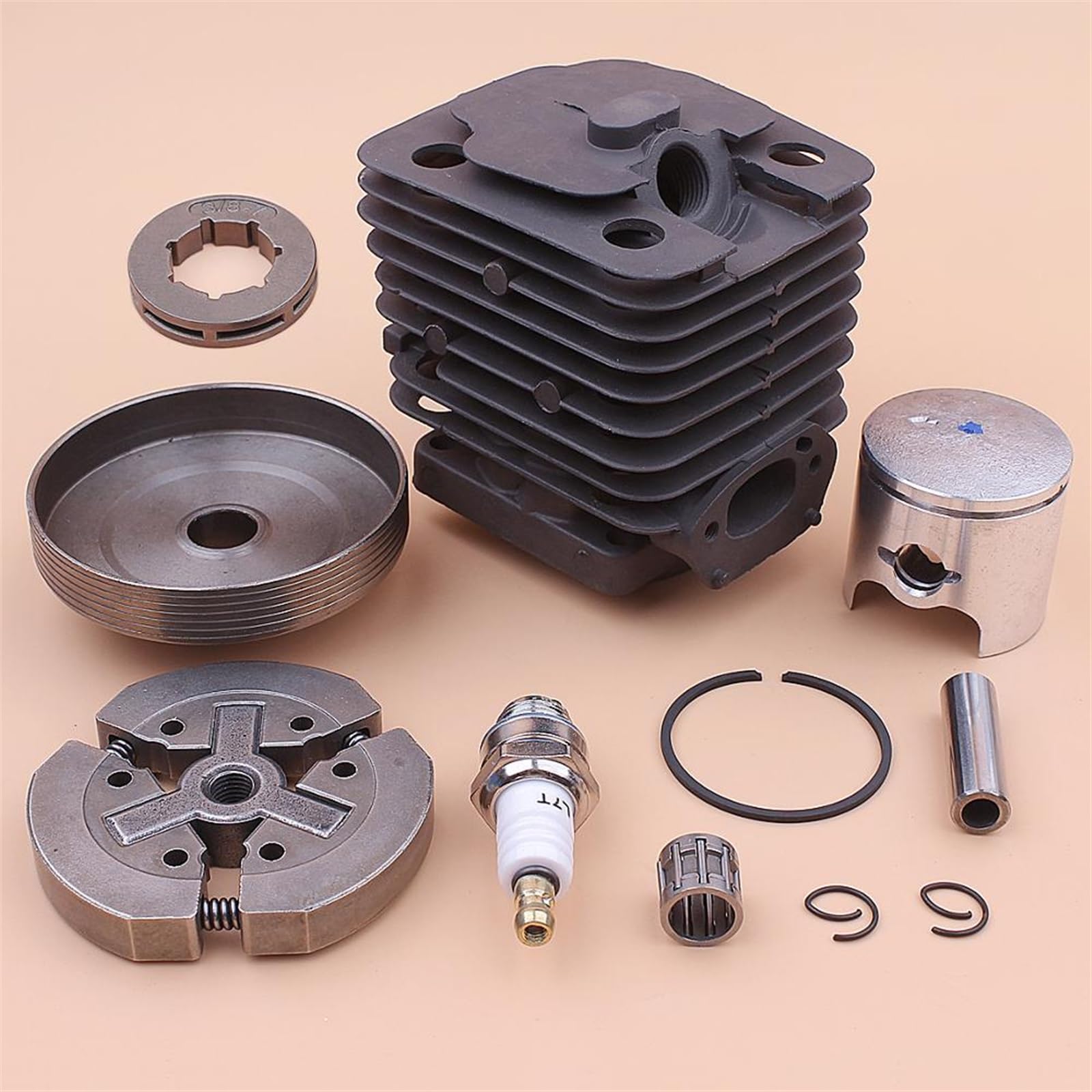 Zestaw tłoka cylindra 39mm chiński 3800 38cc sprzęgło zębatka bęben łożysko obręczy świeca zapłonowa część do piły łańcuchowej Zestaw sprzęgła