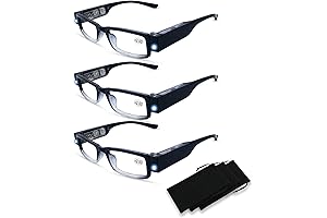 3 Mighty Sights Reading Glasses with Lights & Magnifier