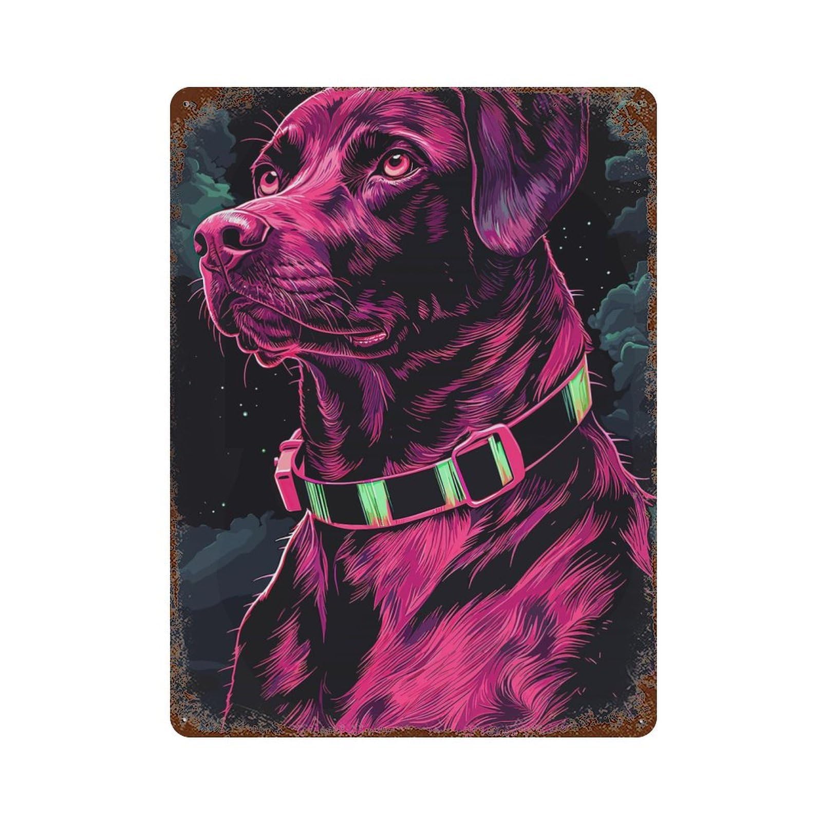 Beautiful Dog Rust Effect Tin Sign 15.7"x11.8", Rustic Home Decor for Garage, Pub Or Kitchen