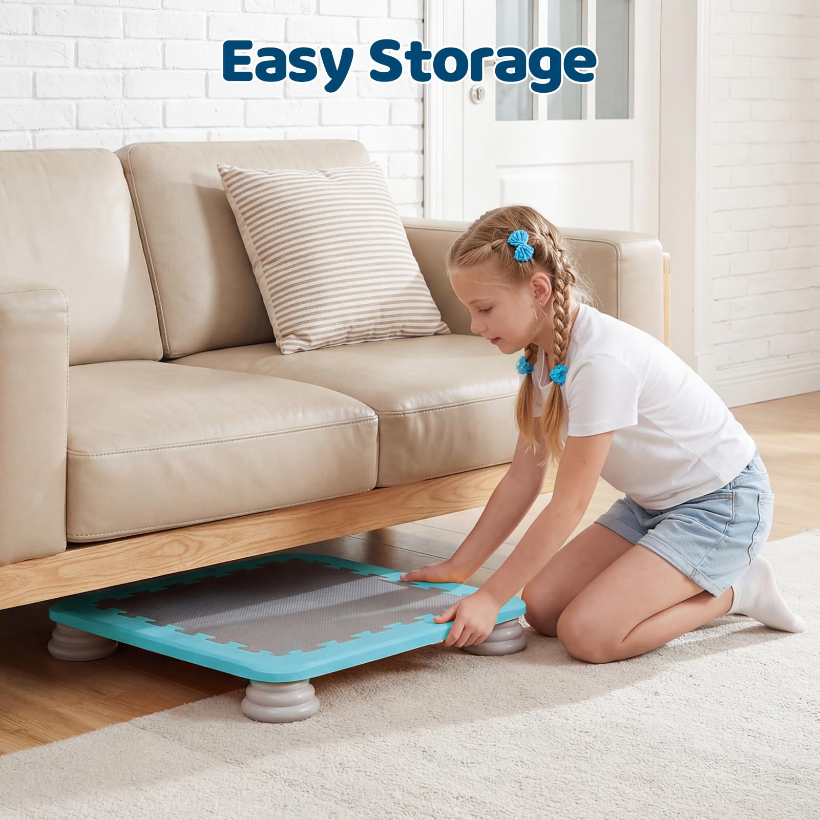 Mini trampolín para niños, rebote interior, trampolín sensorial antideslizante, tabla de rebote para entrenamiento de integración sensorial, juego activo compacto en interiores y exteriores, capacidad