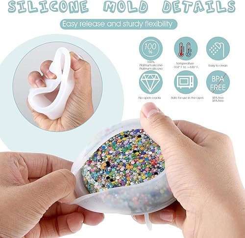 Miniatura 4 de Moldes de resina para tarro de hongos, moldes de silicona con tapa para botellas de almacenamiento de bricolaje, joyero, portavelas, contenedor de