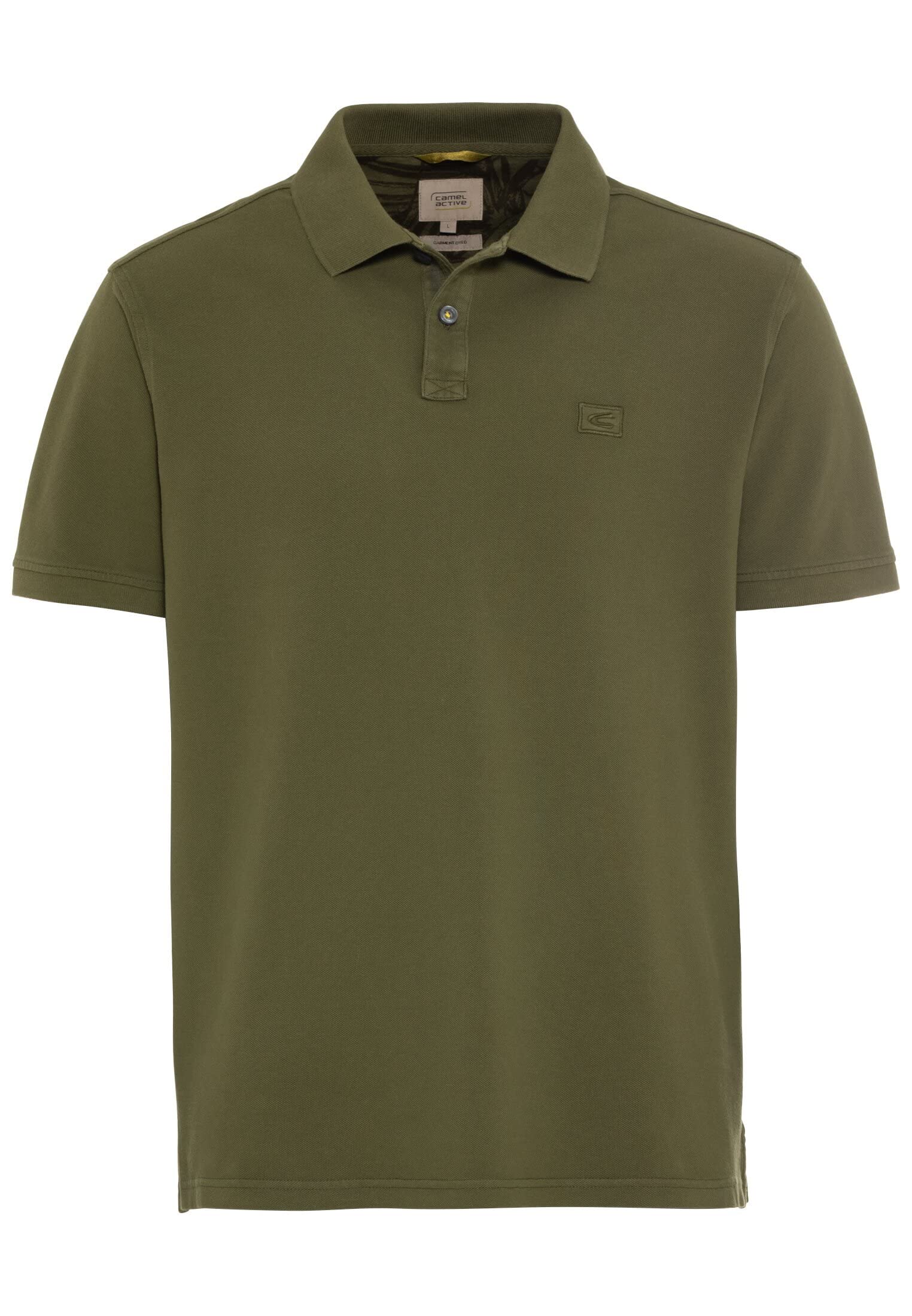 camel active Men's Pique Polo Shirt Pure Cotton, Olive Green, S