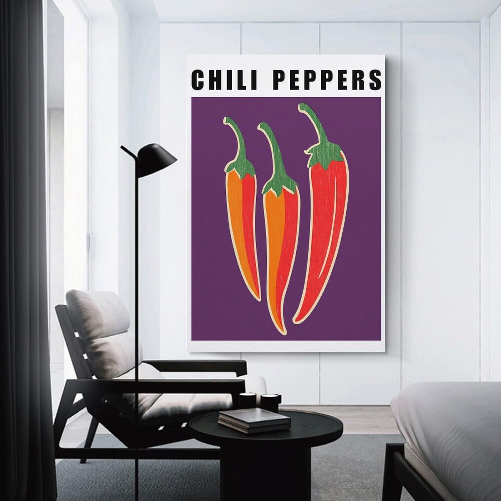 Junmoney Unframe-Style-14 Wall Picture Print Chili Peppers Illustration Kitchen Wall Art, 12X18inch(30X45cm), For Contemporary Homes, Apartments Or Offices, Decorative Canvas Decor For Home Updates
