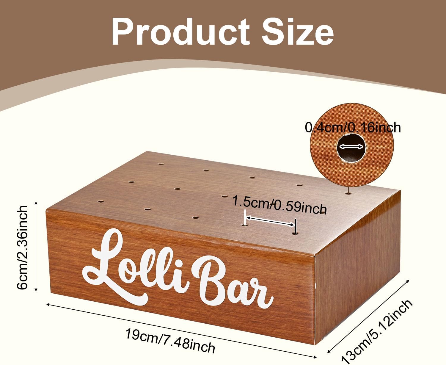 2Pcs Wood Grain Slice Cake Pop Display Stand, 15 Holes Lollipop Holder for Kids, Portable DIY Candy Transport Holder, Foldable Display Stand for Birthday Parties Bakery Containers Baby Shower image 2