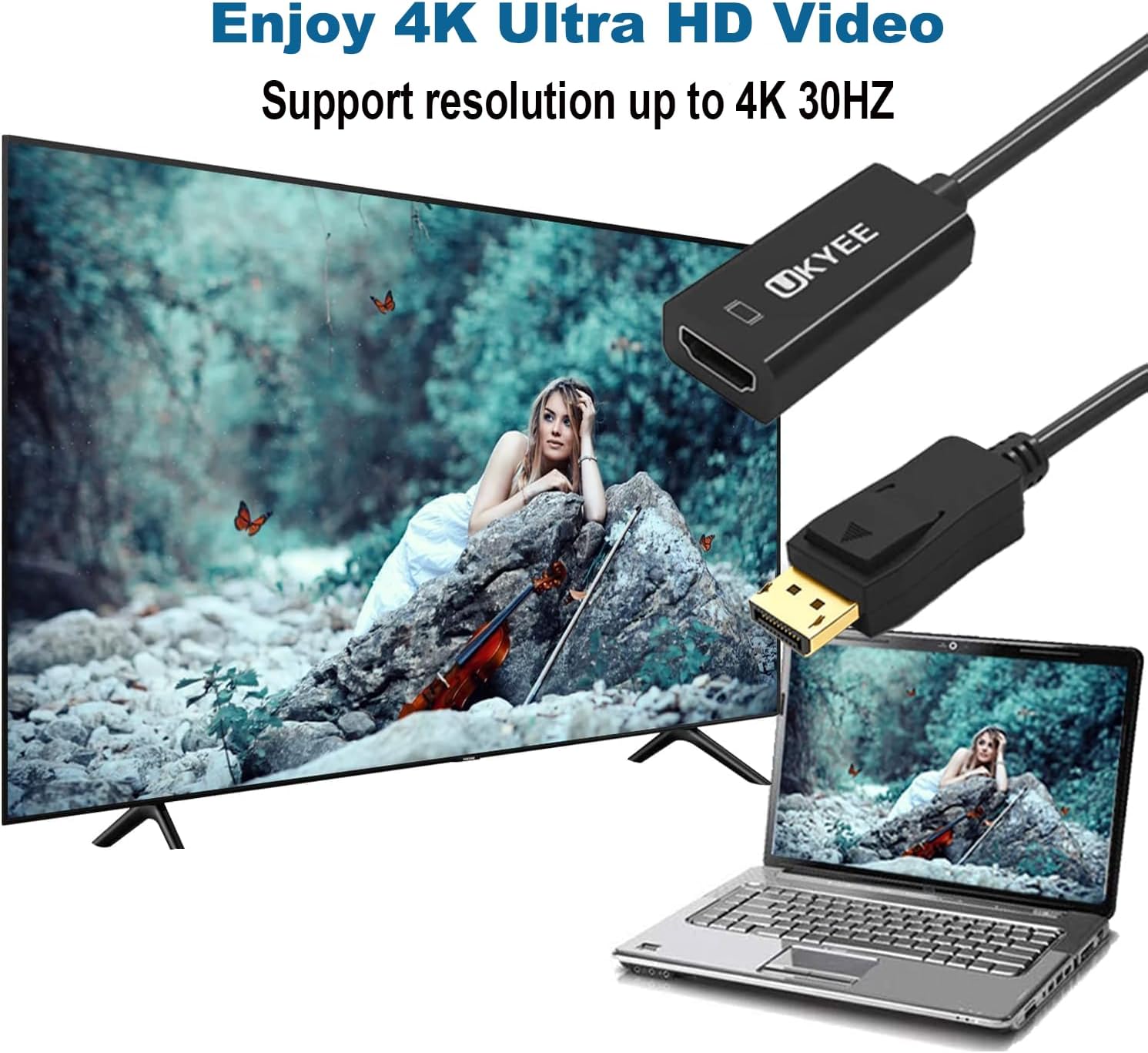 4K Displayport to HDMI Male to Female Adapter Black 10-Pack