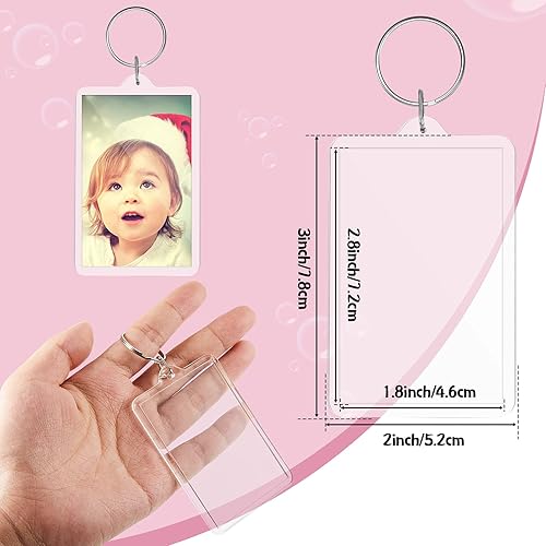 Miniatura 2 de Llavero de acrílico rectangular transparente en blanco, llavero de acrílico para marco de fotos, llaveros, llavero para llavero, 2 x 3 pulgadas,