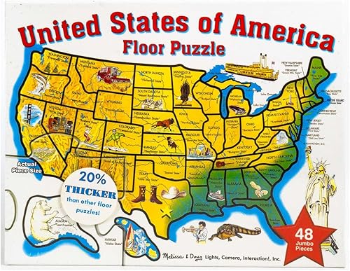 Rompecabezas de piso de cartón con mapa de Estados Unidos de lujo de 48 piezas