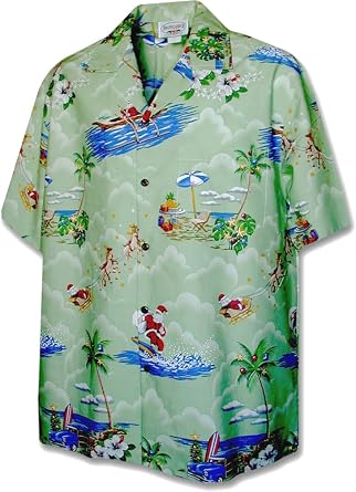 Pacific Legend Mens Christmas Santa Claus Hawaiian Shirt