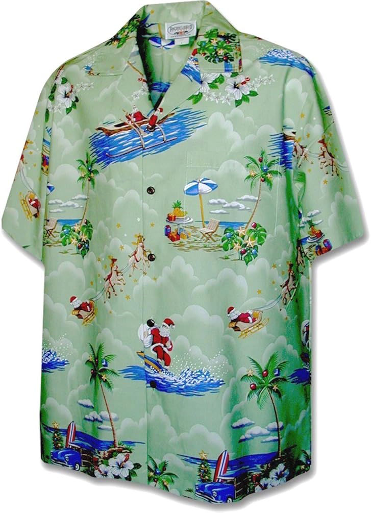 Pacific Legend Christmas Santa Claus Hawaiian Shirt : Clothing, Shoes & Jewelry