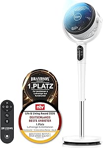 Brandson – 3D Floor Fan with ECO DC Motor – Very Quiet – Award Winner 2026-60% Energy Saving – Fan with 24 Speeds – Horizo…