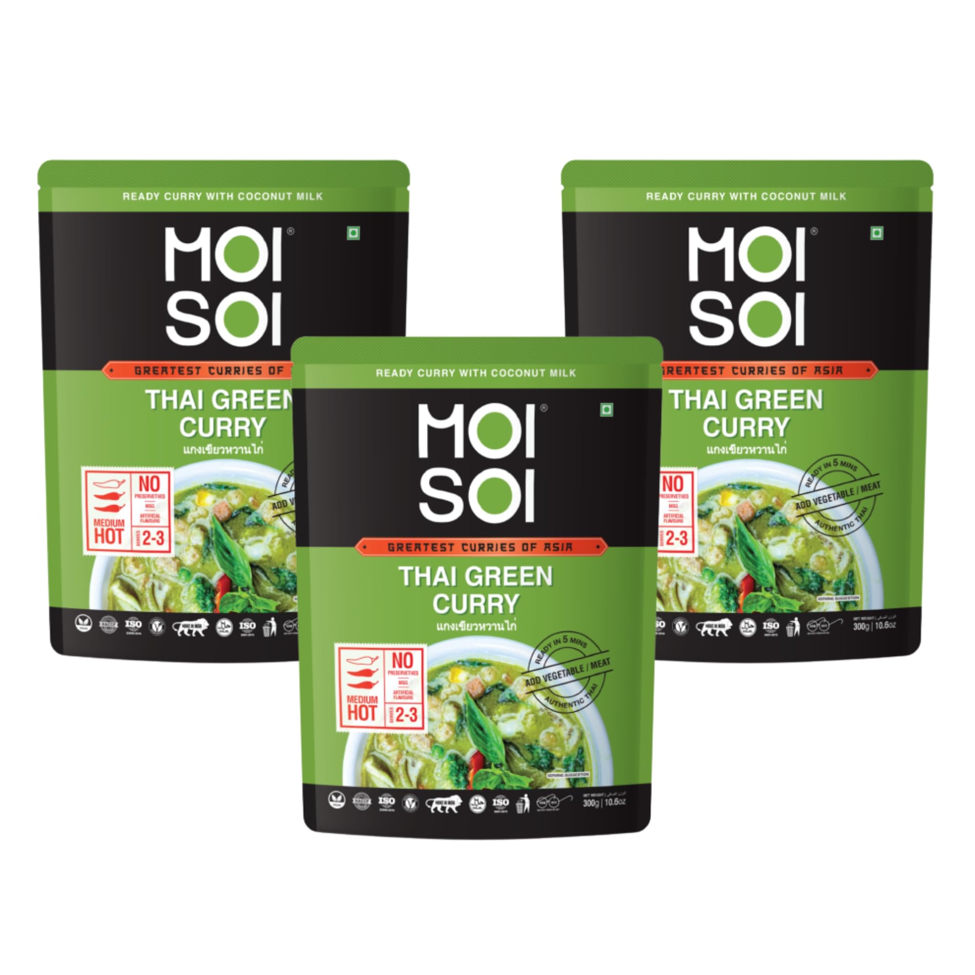 MOI SOI ReadyThai Green Curry (Ready with Coconut Milk | add proteins or veggies of choice and serve with rice | Pack of 3 | 300g Each) (B0D1CPXRZB) Amazon Price History, Amazon Price Tracker