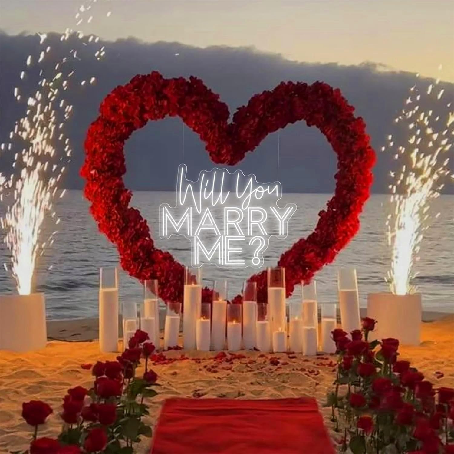 Will You Marry Me? Neon Sign -Size:23inch- Custom Large Wedding LED Neon Light Home Wall Decor Wedding Engagement Party Backdrop Decoration Personalized Gift for Her neon Art-Cool White